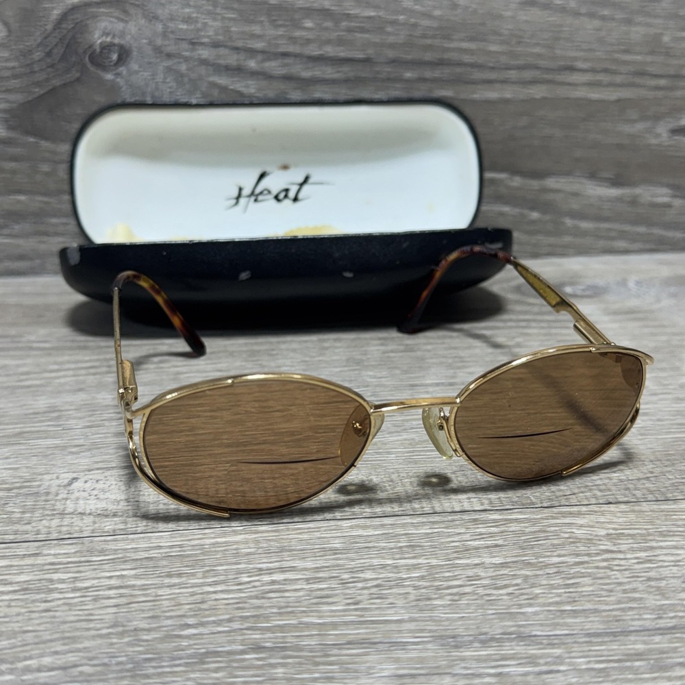 Givenchy Sunglasses Womens Gold Glitter Metal Brown Oval Frames Only Made France